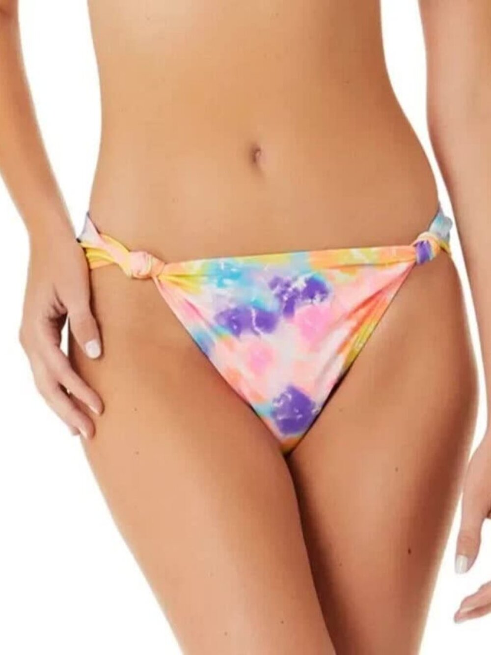 California Waves Women's Juniors' Tie-Dyed Knotted Bikini Bottoms Size S